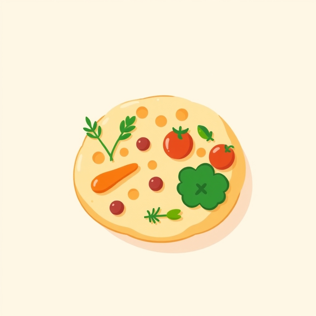 Création d'une focaccia paysage décorée avec des légumes