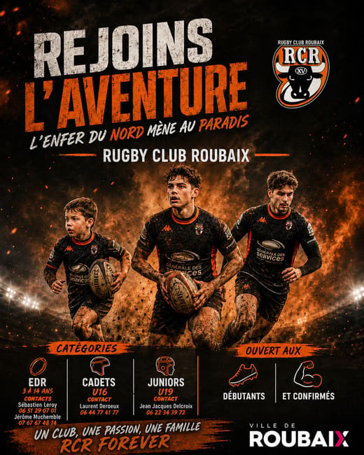 rejoins l'aventure rugby club Roubaix